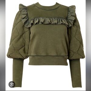 Sea New York Olive Green Ruffle Sweater